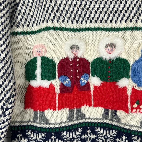 Womens VTG 1986 Susan Bristol Wool Sweater Hand Embroidered Family Puff Sleeve S - Picture 4 of 9